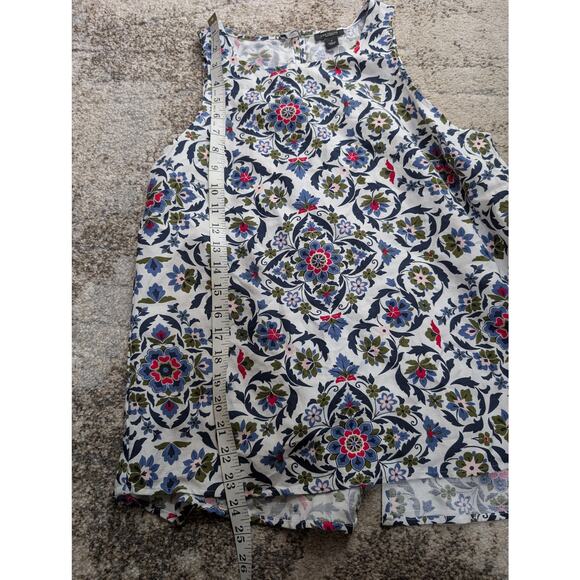 Ann Taylor Factory Linen Blend Tank Button Back Women's Small Beach Floral - Picture 4 of 7